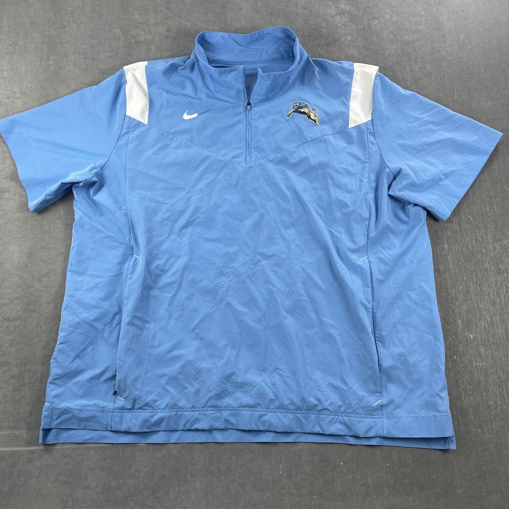 Lions Nike Mens 3XL Blue Quarter Zip Windbreaker Pullover Logo